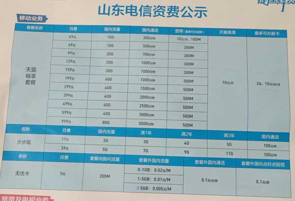 2020枣庄电信宽带套餐资费价格表